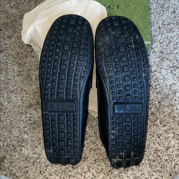 Gucci Black Leather Slip-On Loafers for Men 10.5